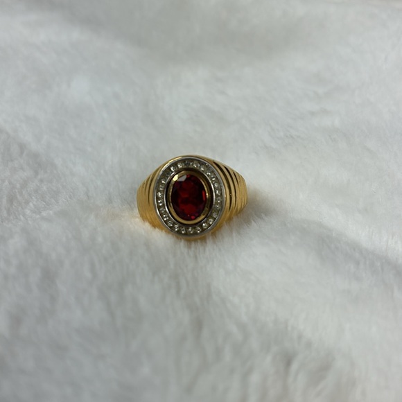 Joseph Esposito Jewelry - 14k.t. G.E. Espo - joseph esposito garnet with pave diamond circle gold ring